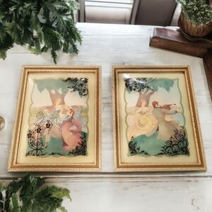 Vintage Reverse-Painted Silhouette Pictures 1940s